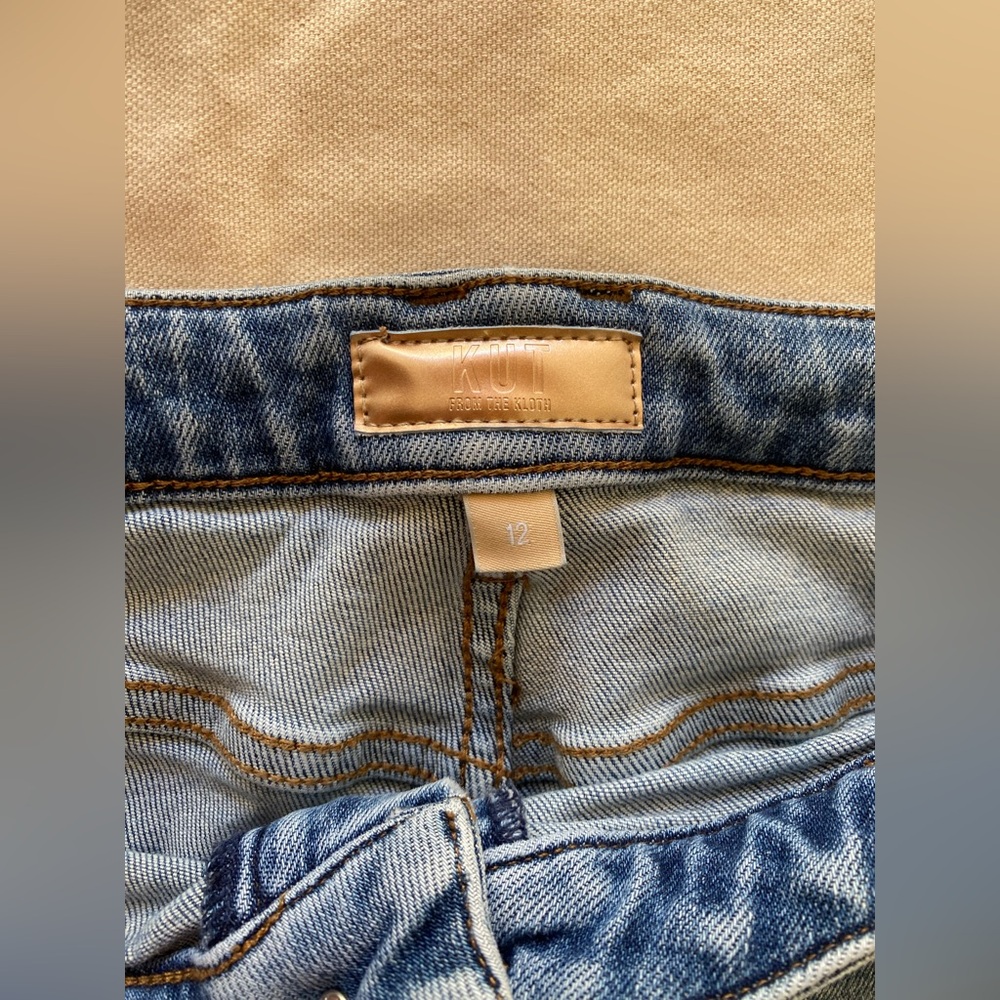 Kut from the Kloth Charlotte High Rise Wide Leg Blue Straight Jeans Women’s 12 - Picture 5 of 14
